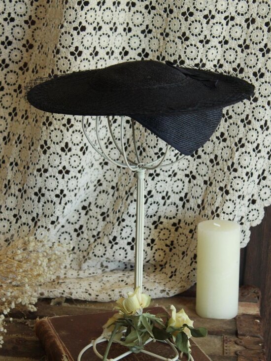 Vintage 1940s 1950s Hat, Blue Straw with Grosgrain Ribbon Trim, Union Made Cartw main image 14